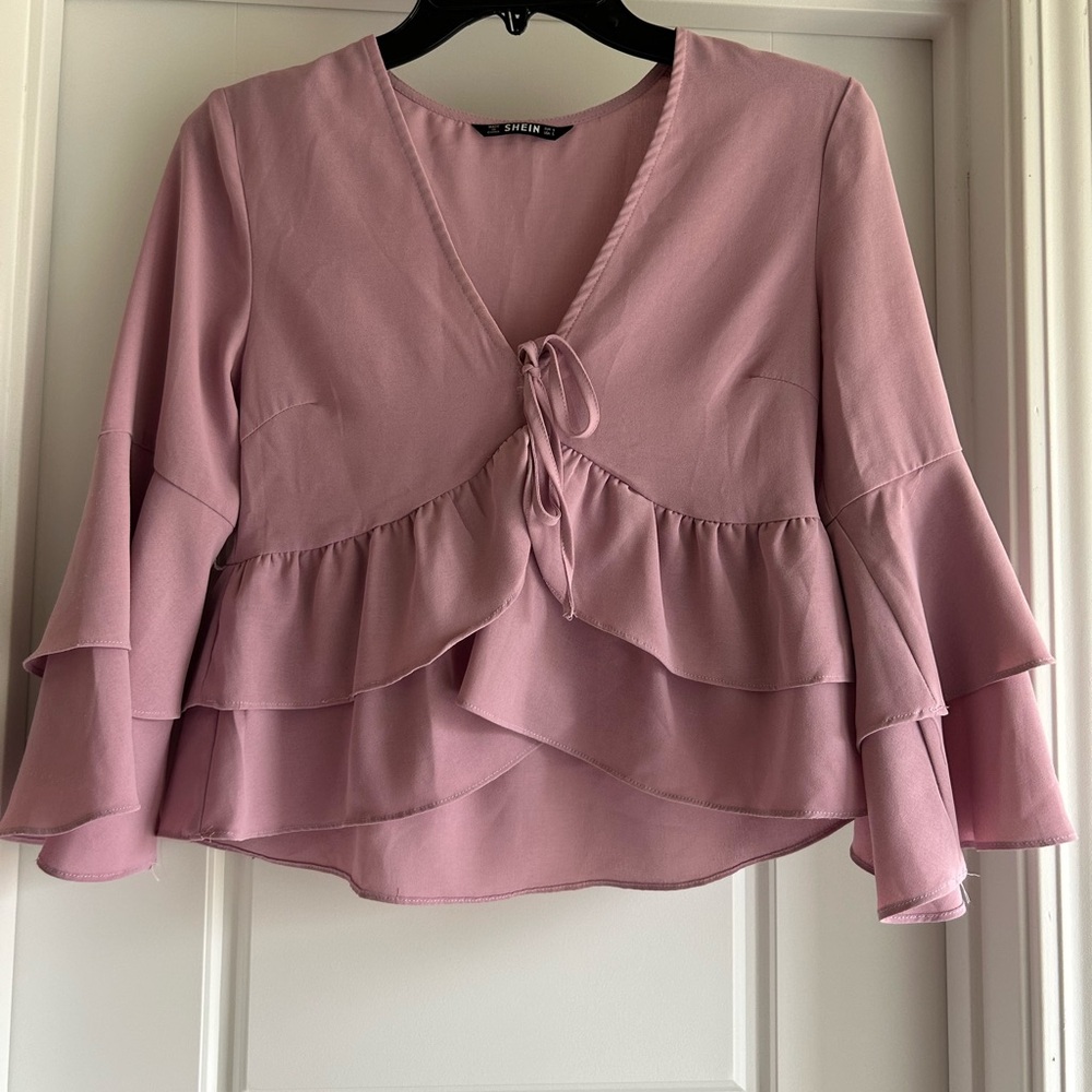 SHEIN Lavender Ruffle Blouse